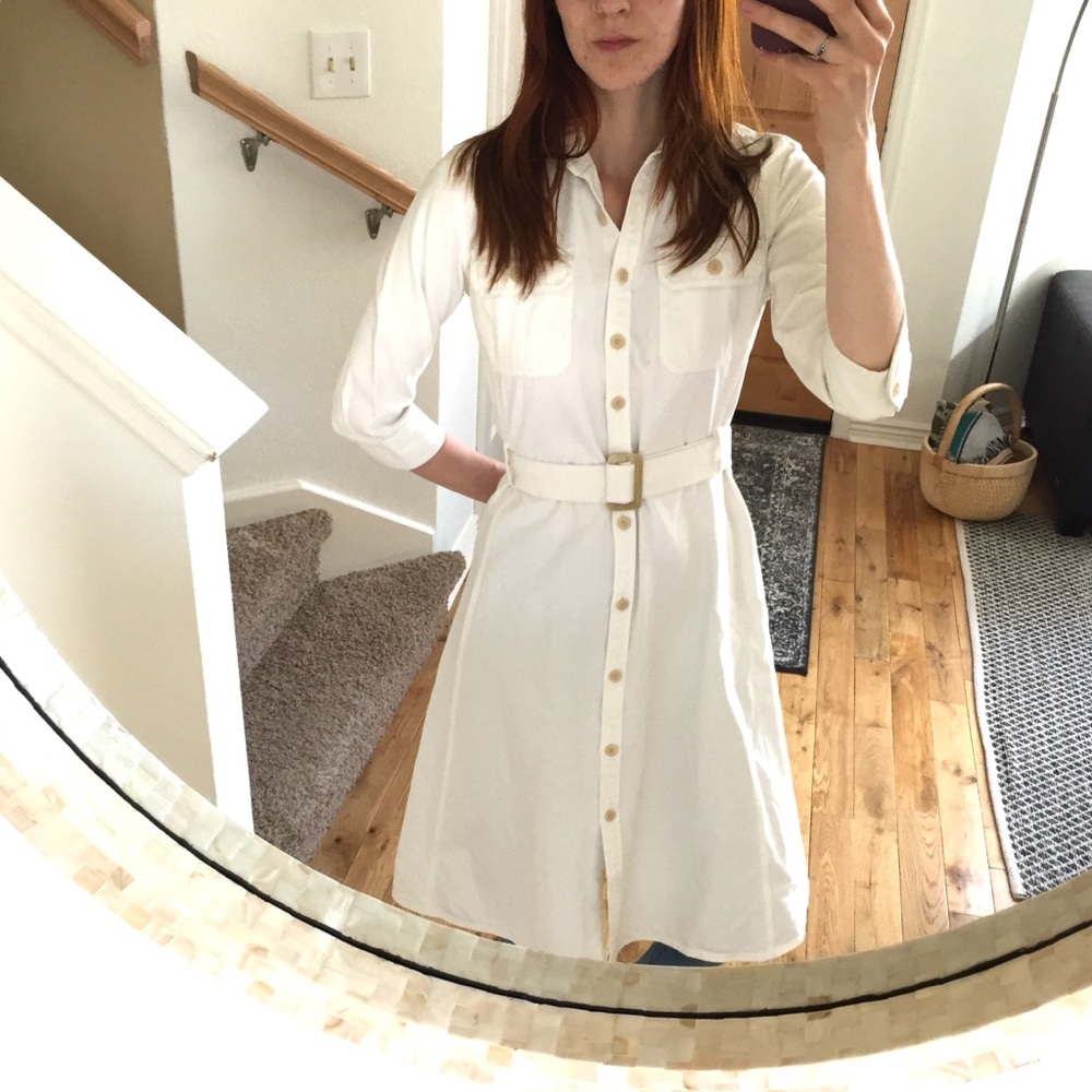 Vintage 100% Cotton Ralph Lauren White Denim Dress